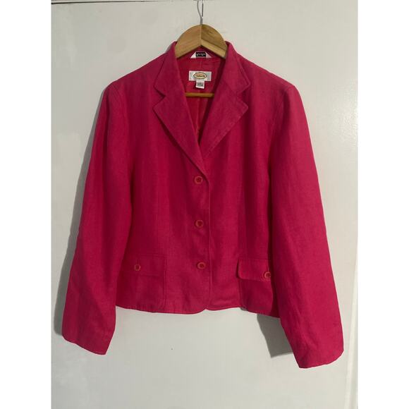 Talbots blazer jacket women’s size 10 pink Irish linen career lightweight preppy - Picture 1 of 5
